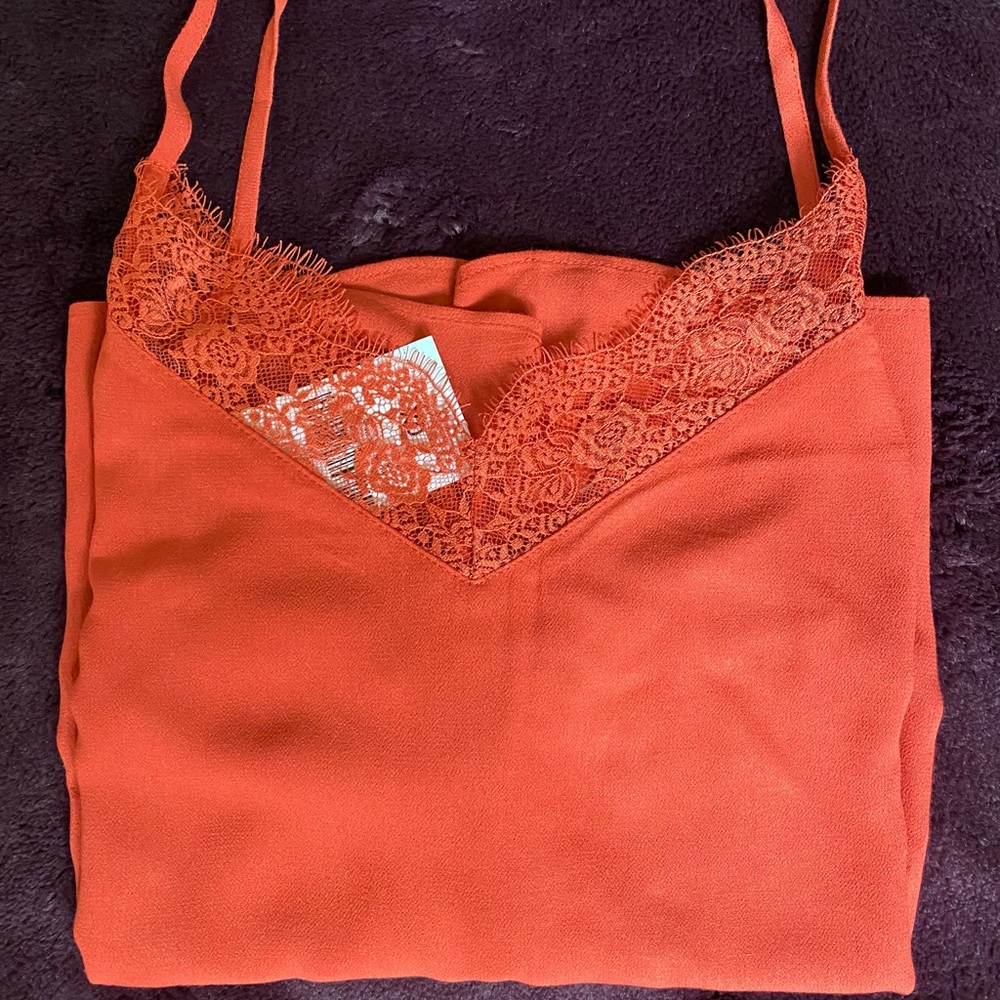 End of year Clearance Sale!  
NWT- Cami - burnt orange lace top